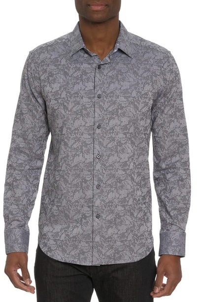 Shop Robert Graham Electric Slide Stretch Cotton Button-up Shirt In Grey