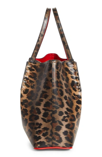 Shop Christian Louboutin Small Cabarock Leopard Print Leather Tote In Bw1f Brown