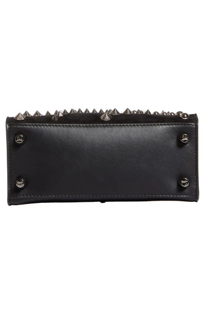 Shop Christian Louboutin Mini Paloma Studded Leather Shoulder Bag In Black/ Black/ Gun Metal
