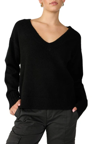 Shop Sanctuary Easy Breezy V-neck Sweater In Black