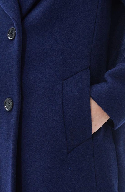 Barbour Angelina Longline Wool Blend Coat In Azure Blue/ Dark Navy