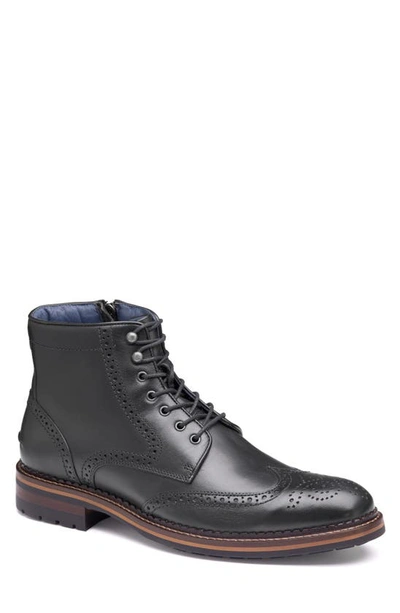 Shop Johnston & Murphy Xc Flex Connelly Wingtip Boot In Black Full Grain