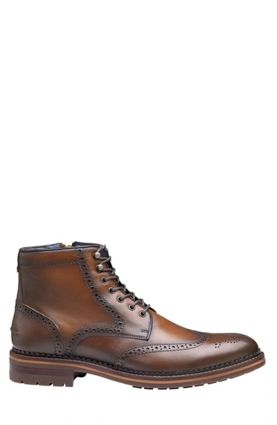 Shop Johnston & Murphy Xc Flex Connelly Wingtip Boot In Tan Full Grain