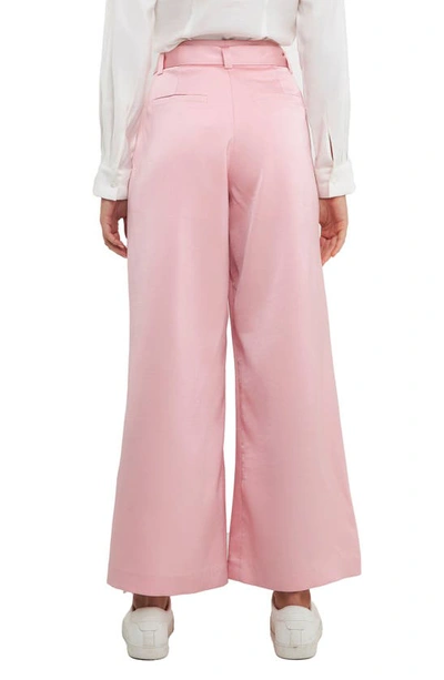 English Factory Satin Wide Leg Ankle Pants In Pink