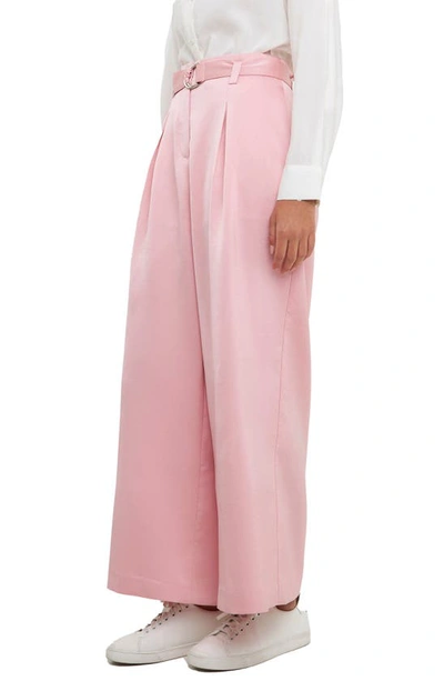 English Factory Satin Wide Leg Ankle Pants In Pink