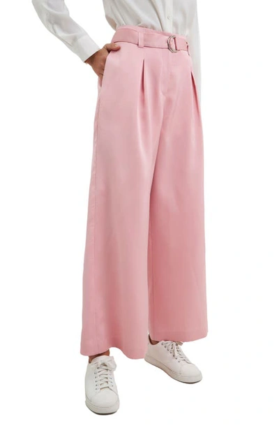 English Factory Satin Wide Leg Ankle Pants In Pink