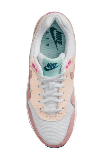 Shop Nike Kids' Air Max 1 Sneaker In White/ Red/ Guava Ice/ Pink