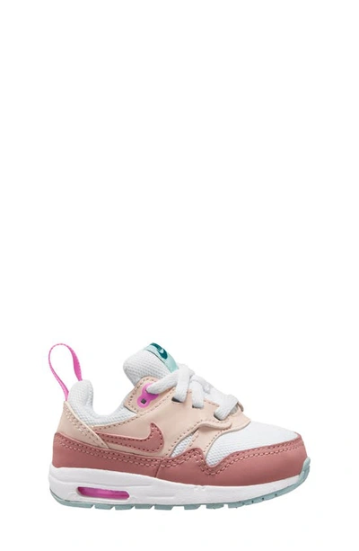 Shop Nike Kids' Air Max 1 Sneaker In White/ Red/ Guava Ice/ Pink