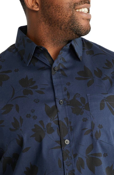 Shop Johnny Bigg Knight Floral Stretch Short Sleeve Button-up Shirt In Navy