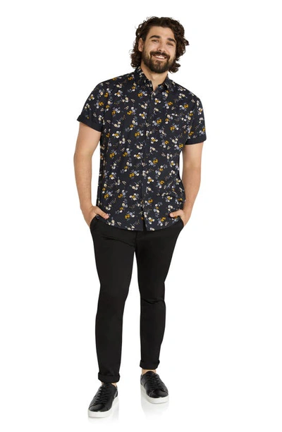 Shop Johnny Bigg Leon Floral Short Sleeve Button-up Shirt In Black