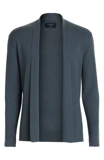 Shop Allsaints Mode Slim Fit Merino Wool Cardigan In Beetle Blue