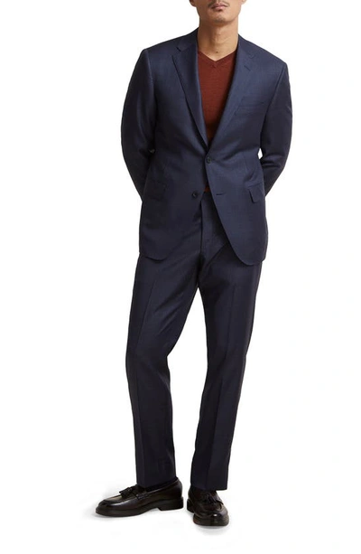Shop Samuelsohn Contemporary Fit Skarkskin Wool Suit In Blue