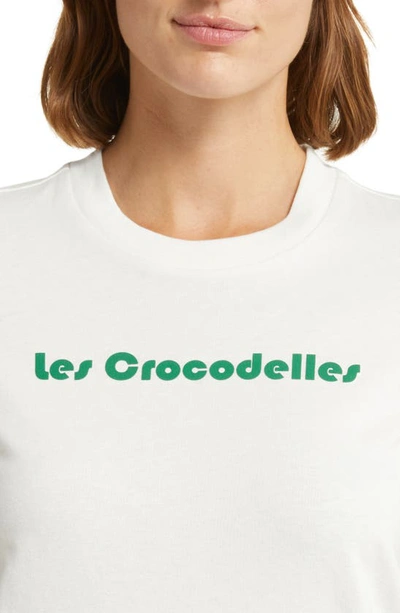Shop Lacoste X Bandier Cotton Graphic T-shirt In Iw0 Flour/ Roquette