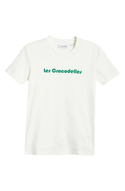 Shop Lacoste X Bandier Cotton Graphic T-shirt In Iw0 Flour/ Roquette