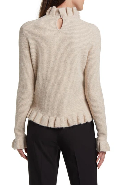 Shop Ted Baker Pipalee Ruffle Rib Sweater In Camel