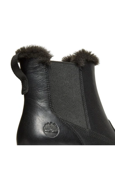 Shop Timberland Everleigh Faux Fur Lined Platform Chelsea Boot In Black Full Grain