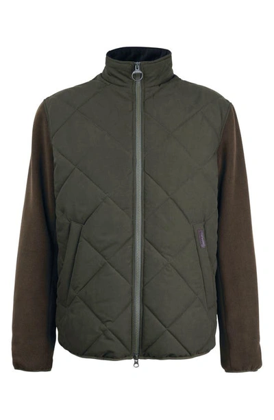 Shop Barbour Hybrid Fleece Jacket In Olive