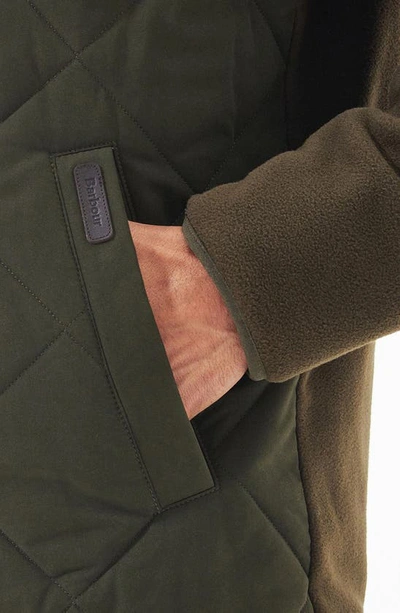 Shop Barbour Hybrid Fleece Jacket In Olive