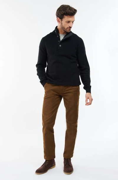 Shop Barbour Essential Half Placket Wool Pullover In Black