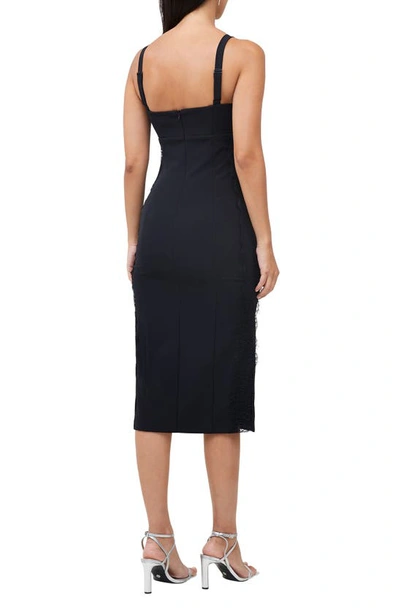 French Connection Echo Lace Trim Crepe Cocktail Sheath Dress In 01-blackout