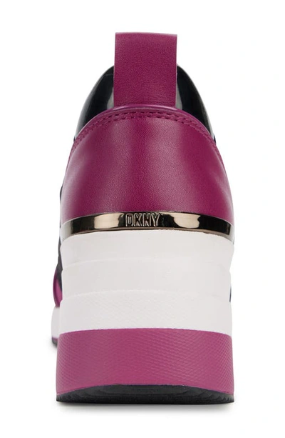 Shop Dkny Kamryn Wedge Sneaker In Berry/ Black