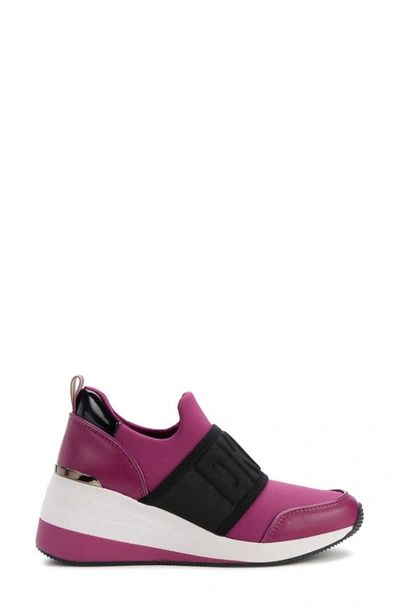 Shop Dkny Kamryn Wedge Sneaker In Berry/ Black