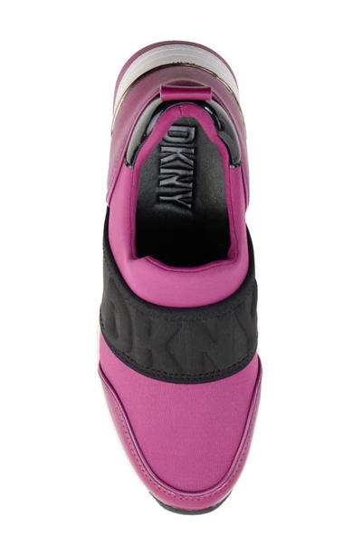 Shop Dkny Kamryn Wedge Sneaker In Berry/ Black