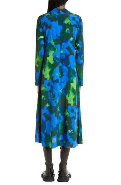 Shop Stine Goya Millie Floral Long Sleeve Silk Blend Dress In Frosted Floral Night