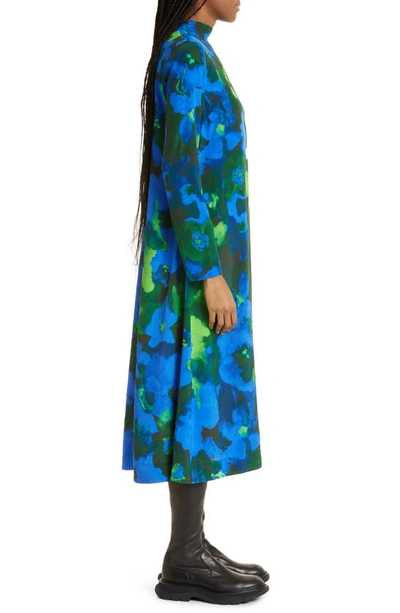 Shop Stine Goya Millie Floral Long Sleeve Silk Blend Dress In Frosted Floral Night