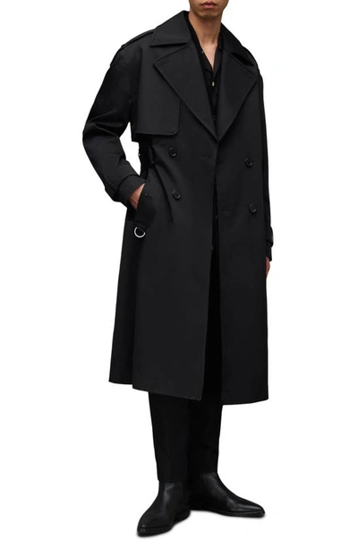 Shop Allsaints Spencer Belted Trench Coat In Black