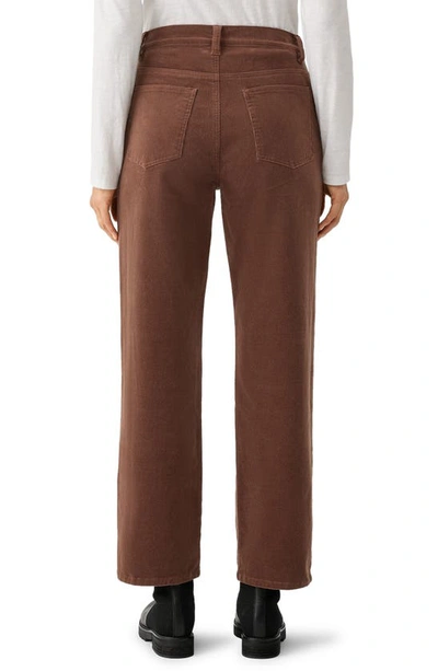 Eileen Fisher High Waist Ankle Straight Leg Corduroy Pants In Auburn