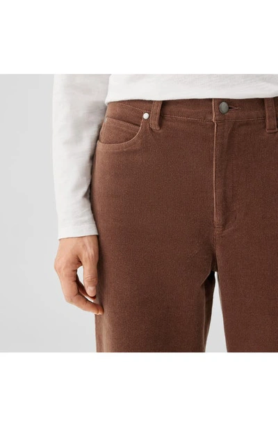 Eileen Fisher High Waist Ankle Straight Leg Corduroy Pants In Auburn