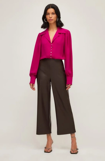 Shop Fifteen Twenty Long Sleeve Crepe Button-up Blouse In Hot Pink