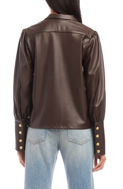Shop Fifteen Twenty Faux Leather Button-up Shirt In Brown
