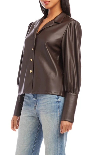 Shop Fifteen Twenty Faux Leather Button-up Shirt In Brown