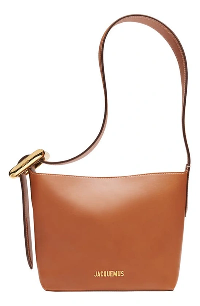 Shop Jacquemus Le Petit Regalo Leather Shoulder Bag In Light Brown 2 811