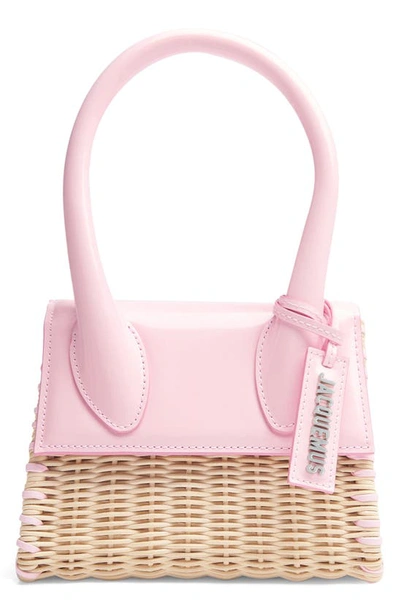 Shop Jacquemus Le Chiquito Moyen Wicker Bag In Pale Pink 405