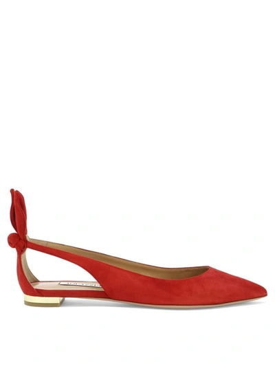 Shop Aquazzura "bow Tie" Ballet Flats In Red