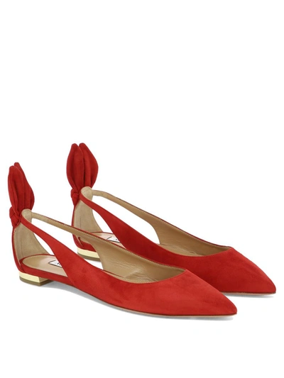 Shop Aquazzura "bow Tie" Ballet Flats In Red