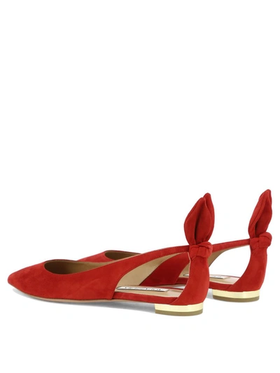 Shop Aquazzura "bow Tie" Ballet Flats In Red