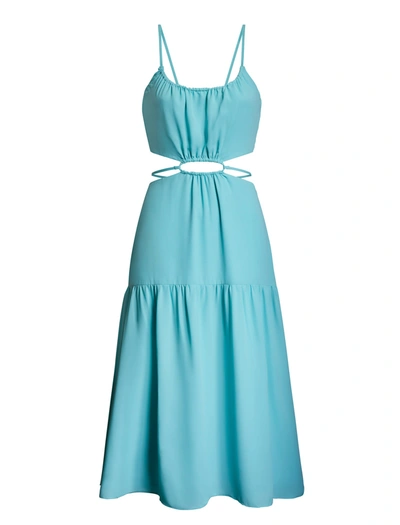Shop Bcbgeneration Cutout Waist Tiered Midi Dress In Aqua Sky