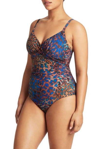 Sea Level Twist Front Dd- & E-cup Underwire One-piece Swimsuit In Blue