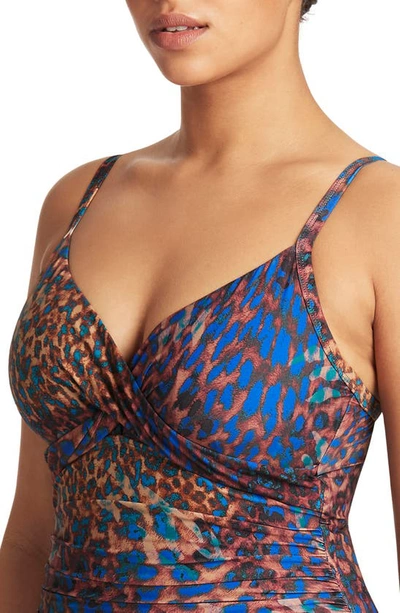 Sea Level Twist Front Dd- & E-cup Underwire One-piece Swimsuit In Blue