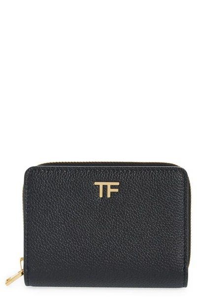 Shop Tom Ford T-line Soft Grain Leather Zip Wallet In 1n001 Black