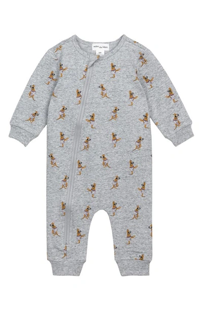 Shop Miles The Label Boxing Kangaroo Stretch Organic Cotton Romper In Grey