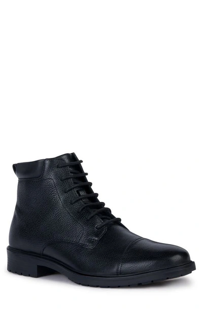 Geox Kapsian Water Resistant Leather Lace-up Boot In Black | ModeSens