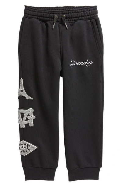 Shop Givenchy Kids' Logo Patch Fleece Joggers In Black