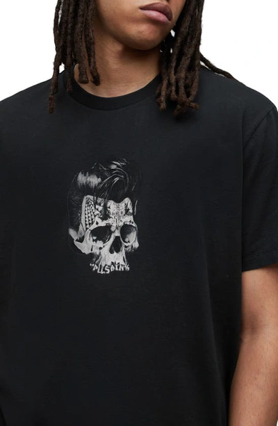 Shop Allsaints Relics Cotton Graphic T-shirt In Washed Black