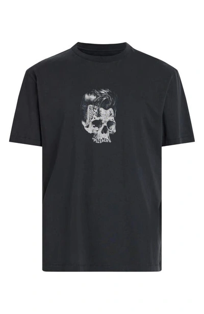 Shop Allsaints Relics Cotton Graphic T-shirt In Washed Black