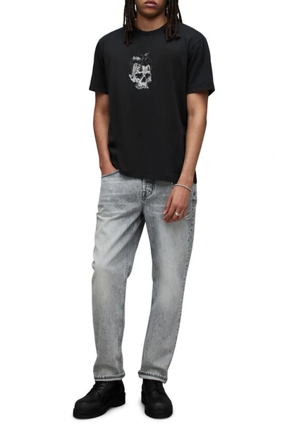 Shop Allsaints Relics Cotton Graphic T-shirt In Washed Black